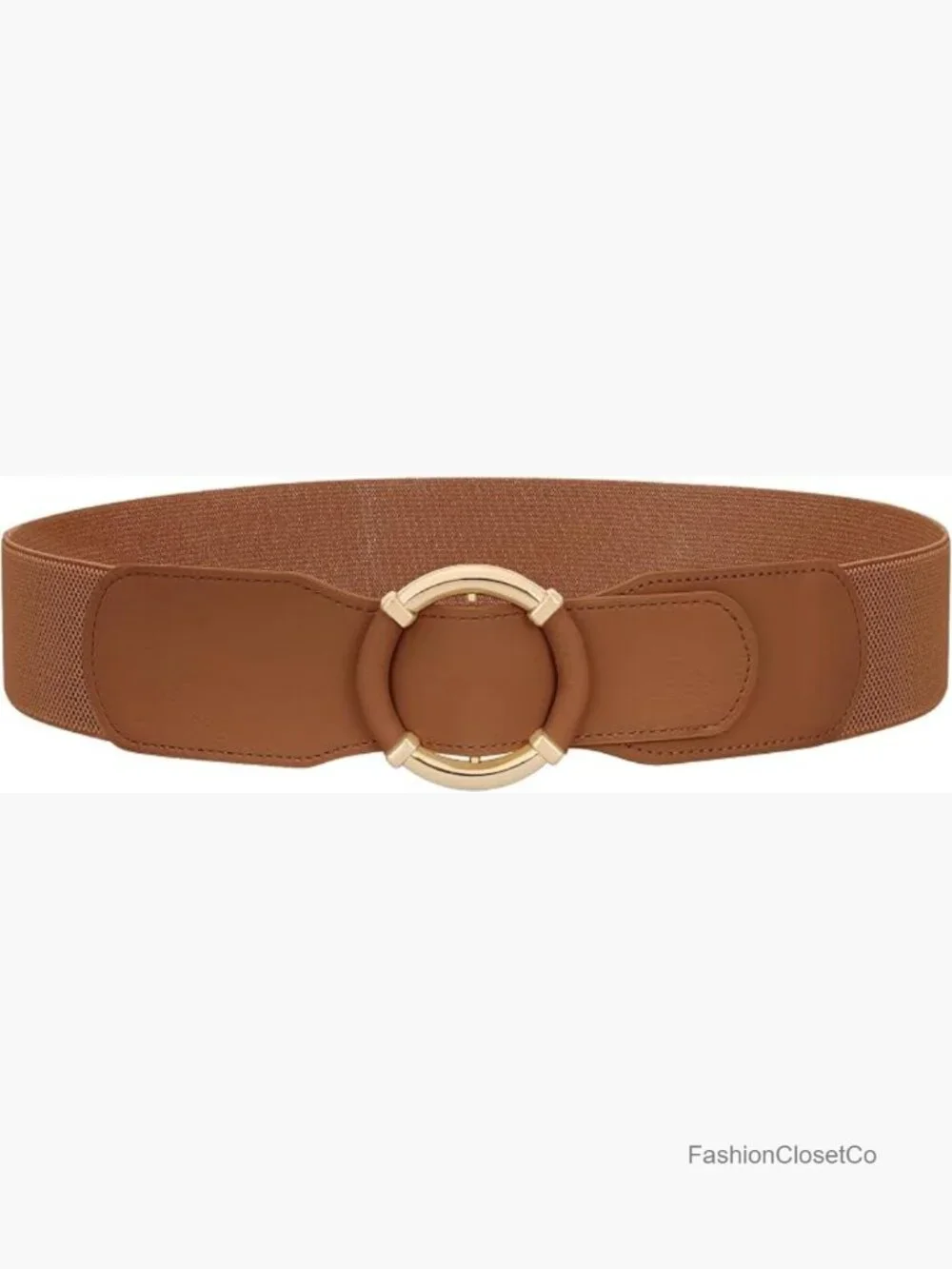 Wide Elastic Waist Belt with Circle Buckle - 2.95
